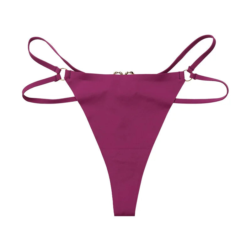 Ice Silk Seamless G‑String Thong — Women’s Lightweight Underwear with Iron‑Ring Detail (S–XL)