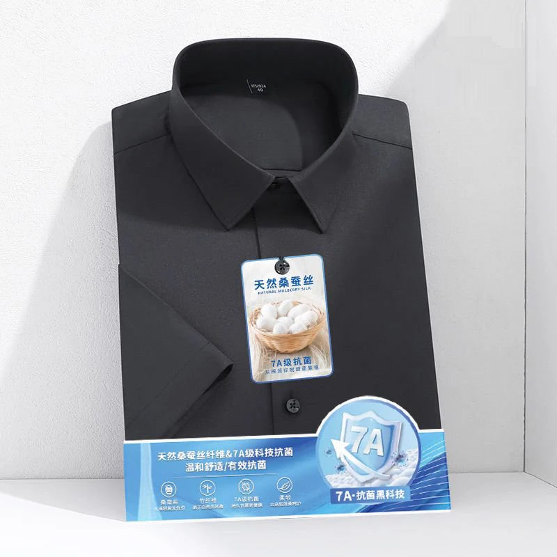 Mulberry Silk Wrinkle‑Resistant White Shirt
