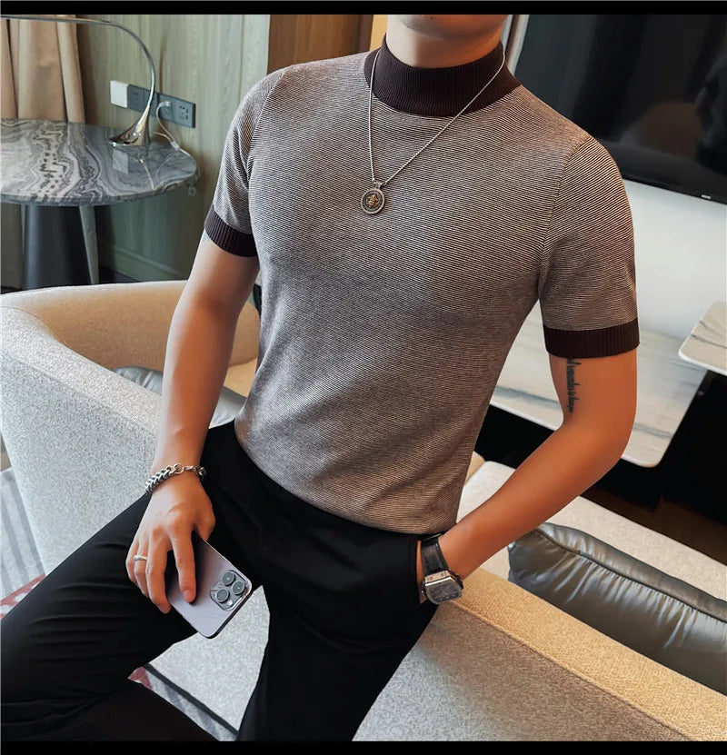 Men’s Turtleneck Short‑Sleeve Sweater
