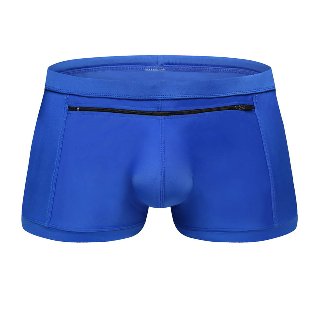Men’s Summer Swim Boxer Shorts – Breathable Zipper‑Design Sporty Swimming Trunks Beachwear