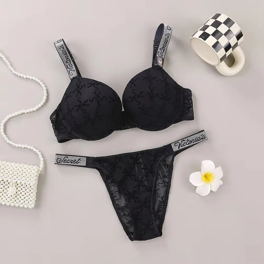 Victoria's Secret Women's New Sexy Lingerie Sporty Classic Padded Adjustable push up Lingerie Underwear Set Bras and Panty Set