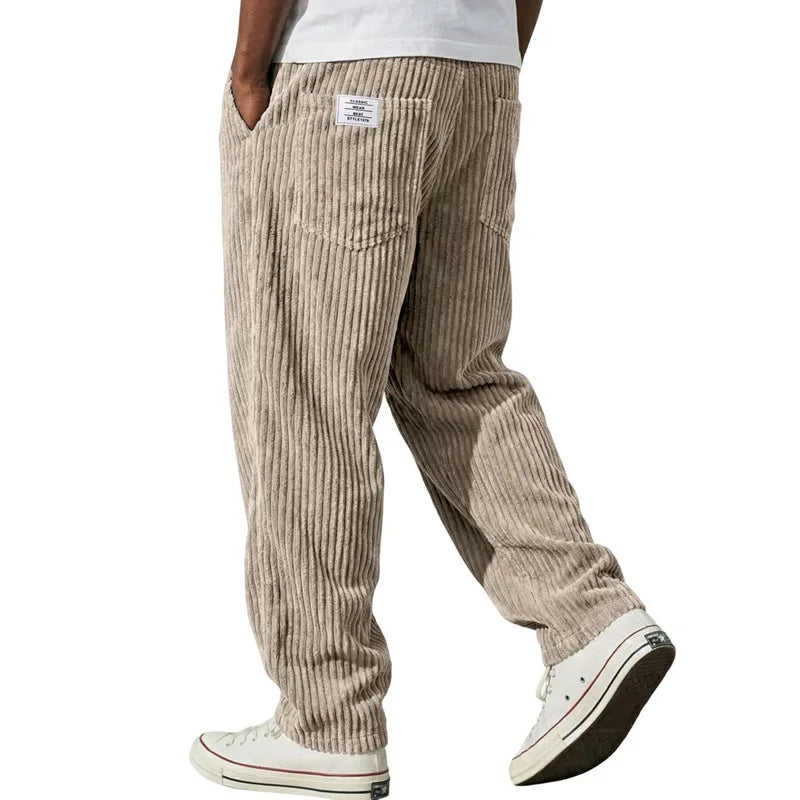 Retro Striped Corduroy Pants