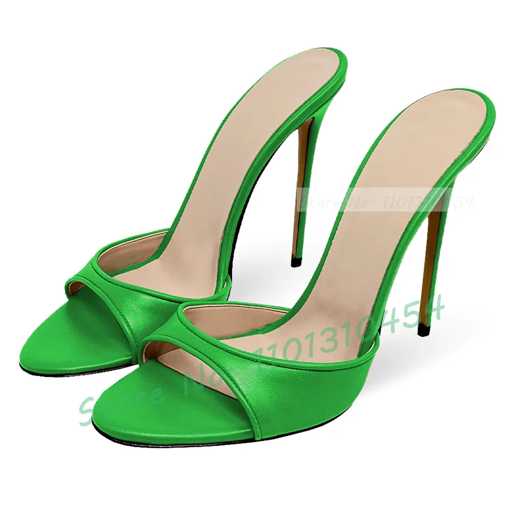 Snake‑Print Open‑Toe Stiletto Slides