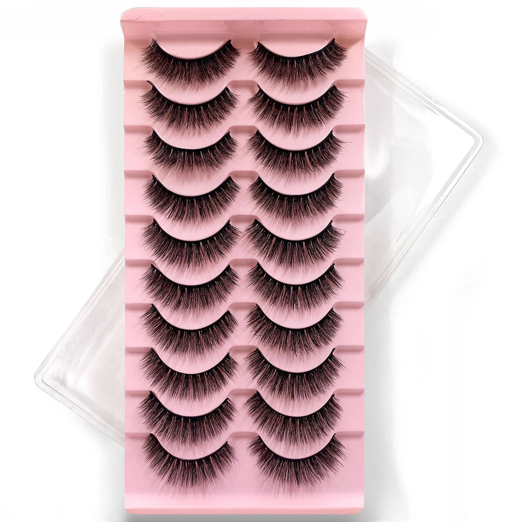 10Pairs Multipack 3D Mink Lashes False Eyelashes Handmade Wispy Fluffy Long Lashes Natural Eye Makeup Tools Eye Lashes H13 E08