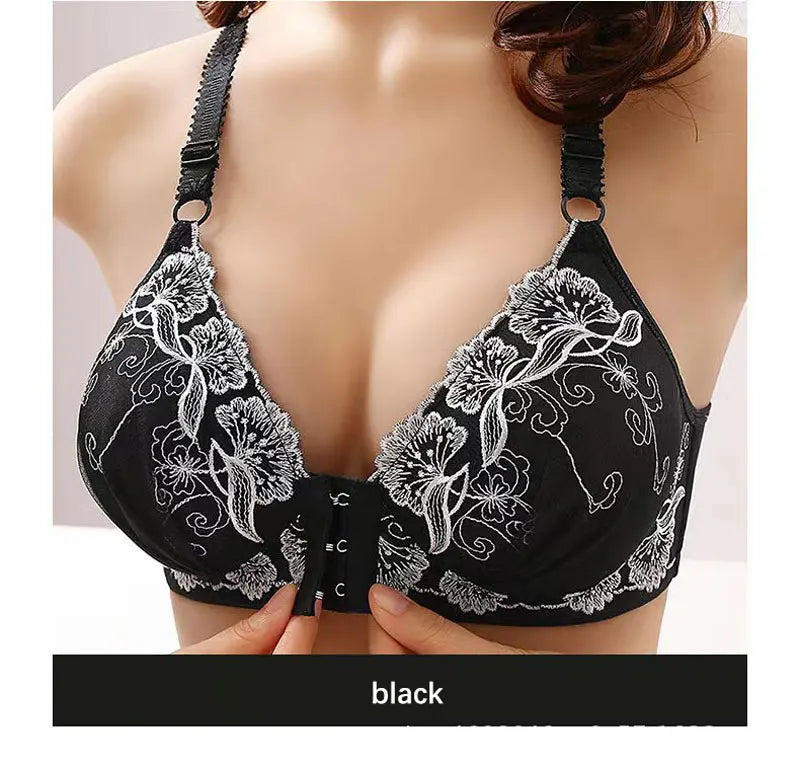Lace Embroidery Front‑Closure Bra