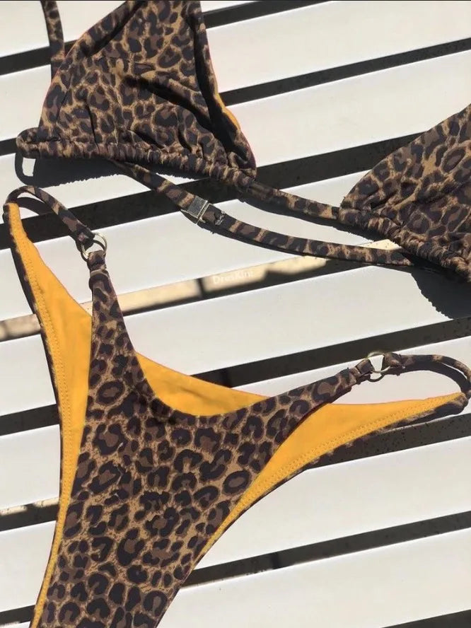 High‑Cut Micro Leopard Bikini