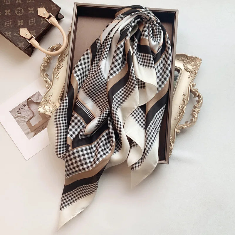 Fashion Scarves for Women Shawl Print Silk Satin Hijab Scarf Female Bandana 70*70cm Luxury Brand Square Shawls Scarfs For Ladies