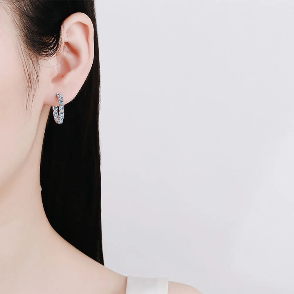 Serenity 2.6cttw D Color Moissanite Earrings for Women 100% S925 Sterling Silver Hoop Earrings Plated 18K Fine Jewelry Wholesale