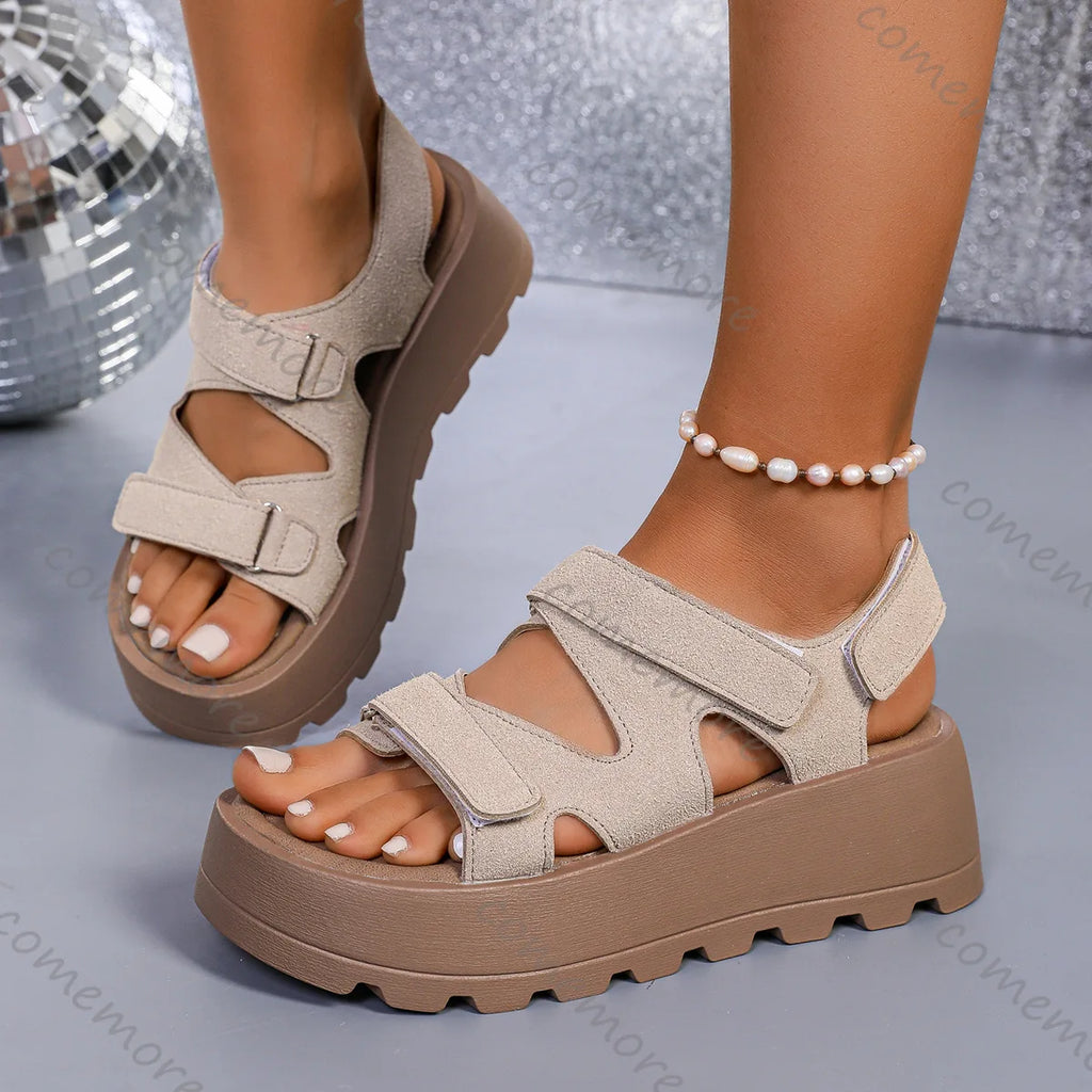 Women’s Retro Platform Sandals – Open Toe High‑Heel Summer Shoes | Casual Height‑Boosting Sandalias Femininas