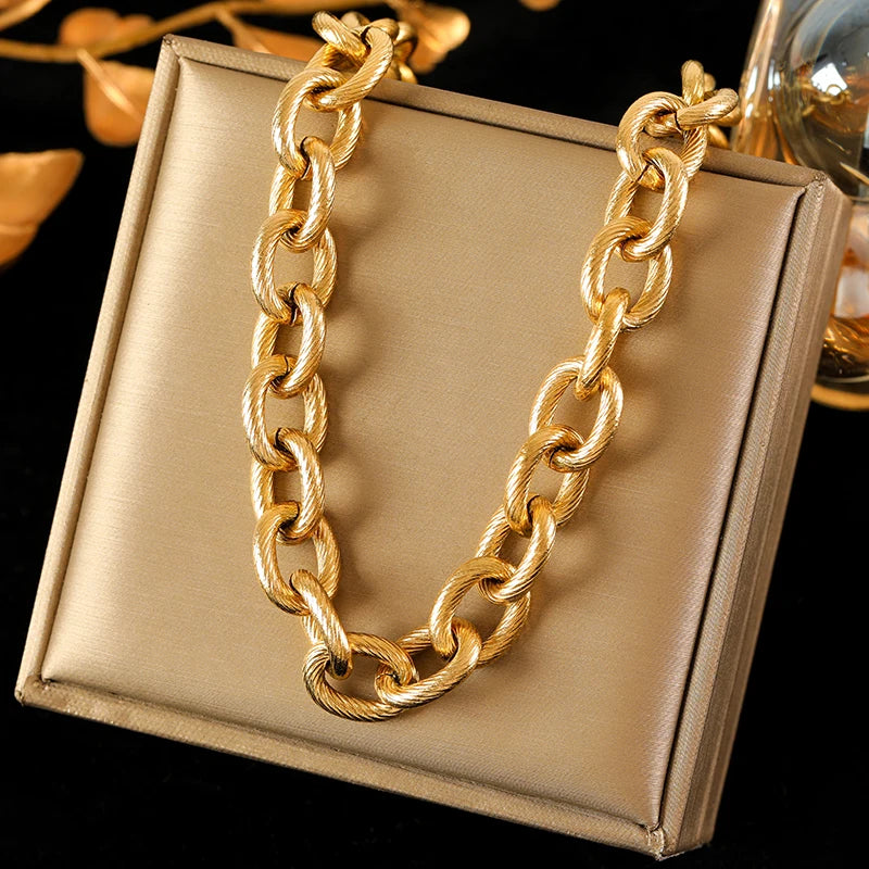 EILIECK 316L Stainless Steel White Chain Necklace For Women Girl Fashion New Party Gift Thick Neck Chain Waterproof Jewelry