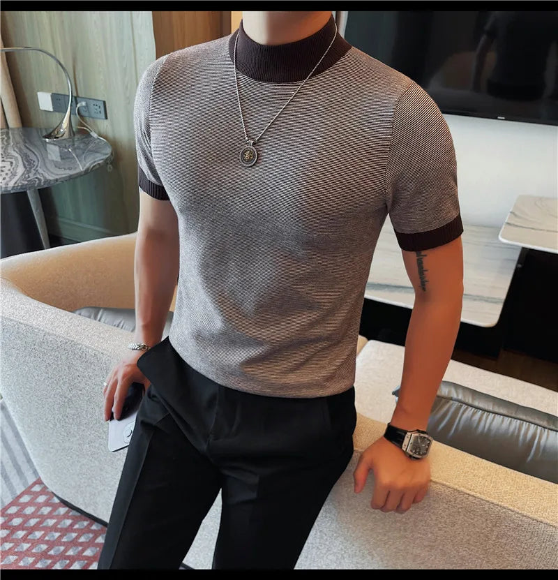 Men’s Turtleneck Short‑Sleeve Sweater