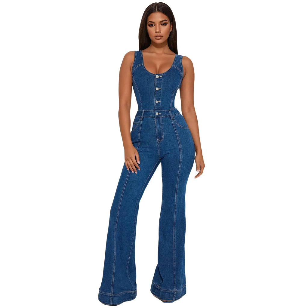 Women’s Vintage Denim Overalls Jumpsuit