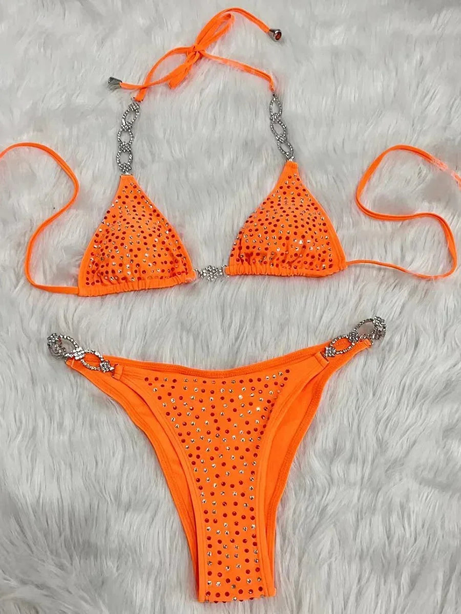 Shiny Sequin Rhinestone Bikini