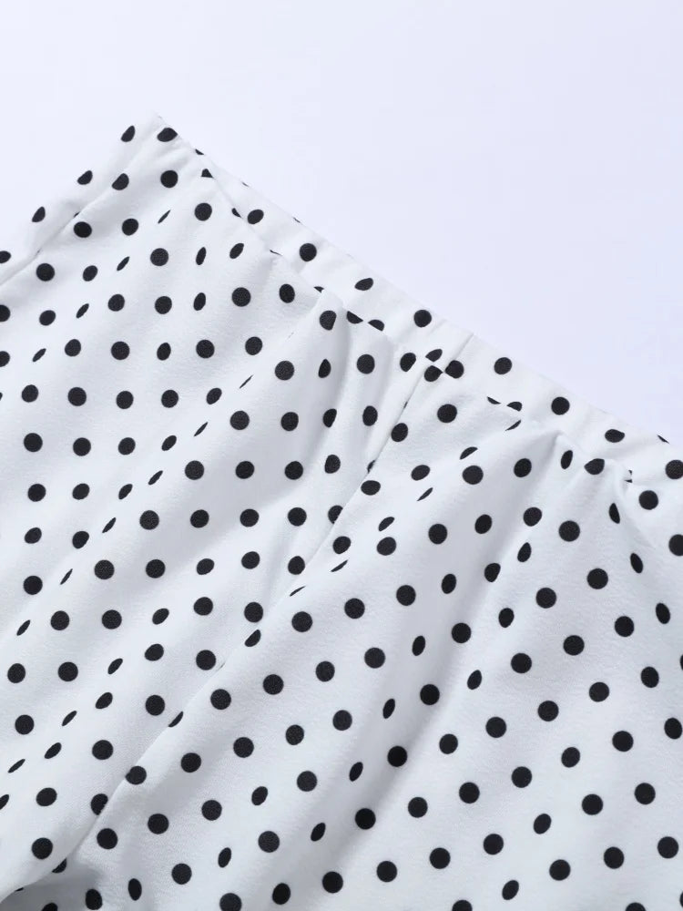 Women’s Retro Polka‑Dot Halter V‑Neck Set