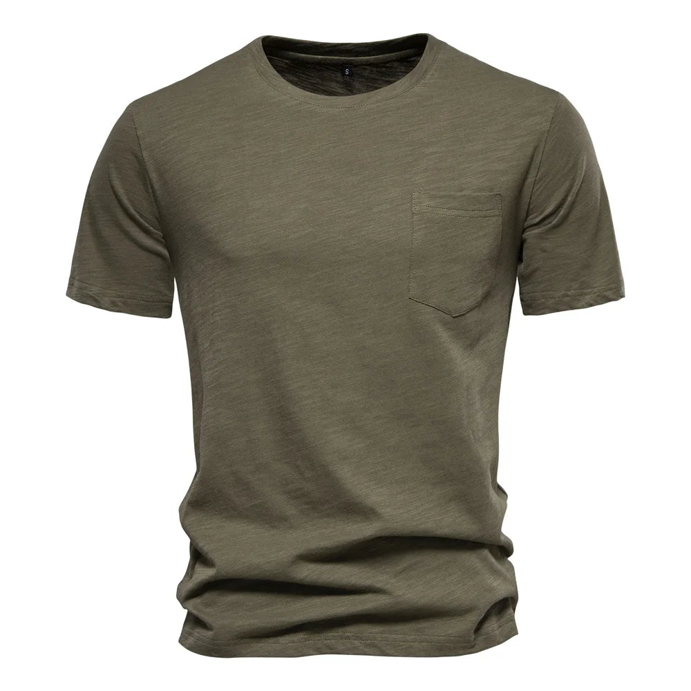 Men’s 100% Cotton Thin Summer T‑Shirt – Soft Breathable O‑Neck Casual Fitness Top