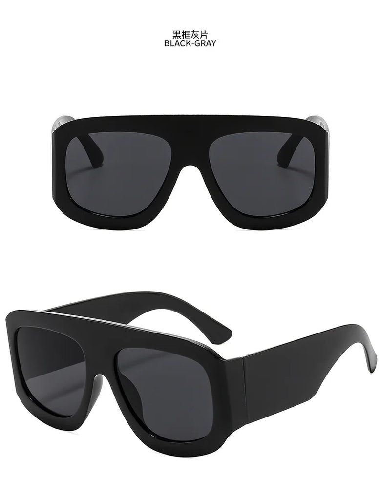 Vintage Exaggerated Square Sunglasses — Unisex Retro Rectangle Eyewear for Women & Men