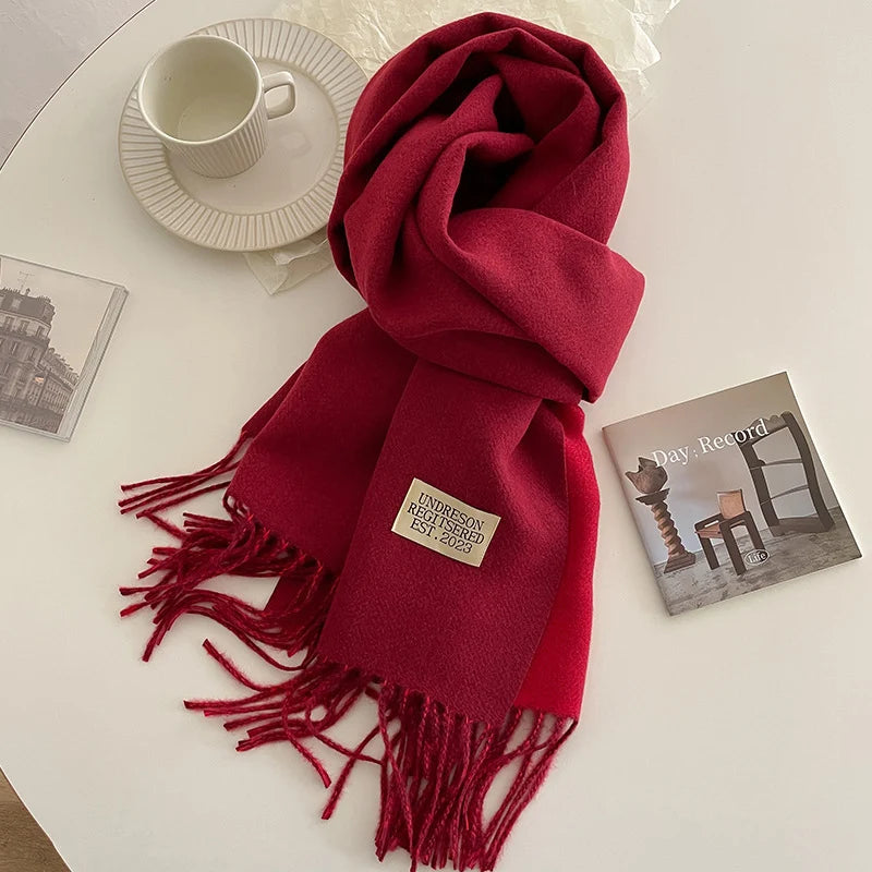 Fashion Solid Cashmere Warm Scarf New Design Pashmina Winter Double Side Diffrent Color Shawl Wraps Bufanda with Tassel Blanket
