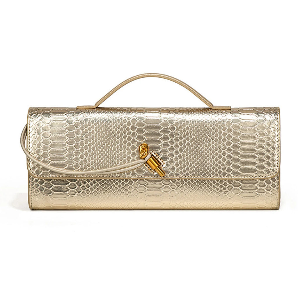 Burgundy bag cherry red envelope wine red envelope upscale new handbag European and American fashion crocodile flip hand organ b