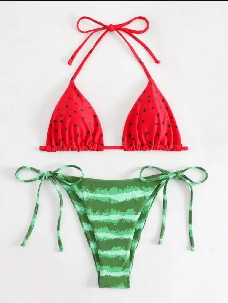 Cute Watermelon Print Micro Bikini