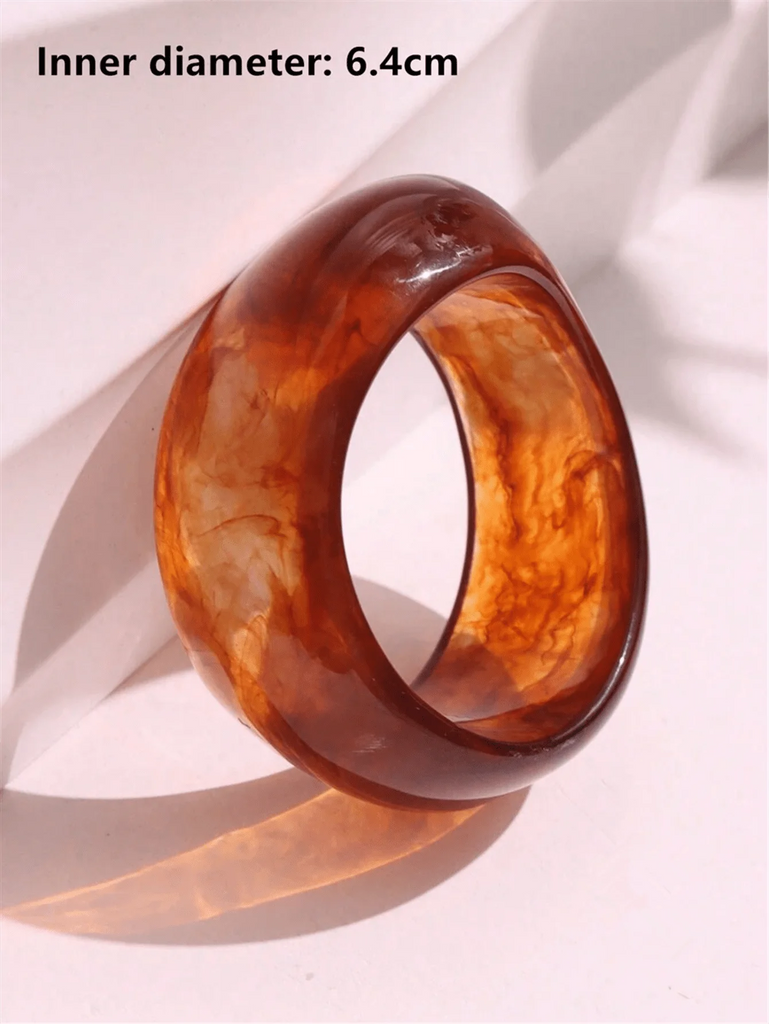 HUANZHI Vintage Resin Triangle Wide Bangle Bracelet