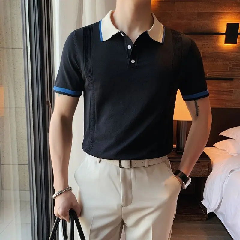Korean Trendy Knit Polo Shirt