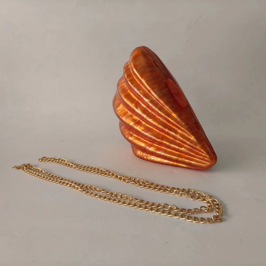 Shell Brown Acrylic Marble Pearl Box Evening Clutch Bag Women Luxury Designer Purses And Handbag Wedding Party Stones Day Wallet