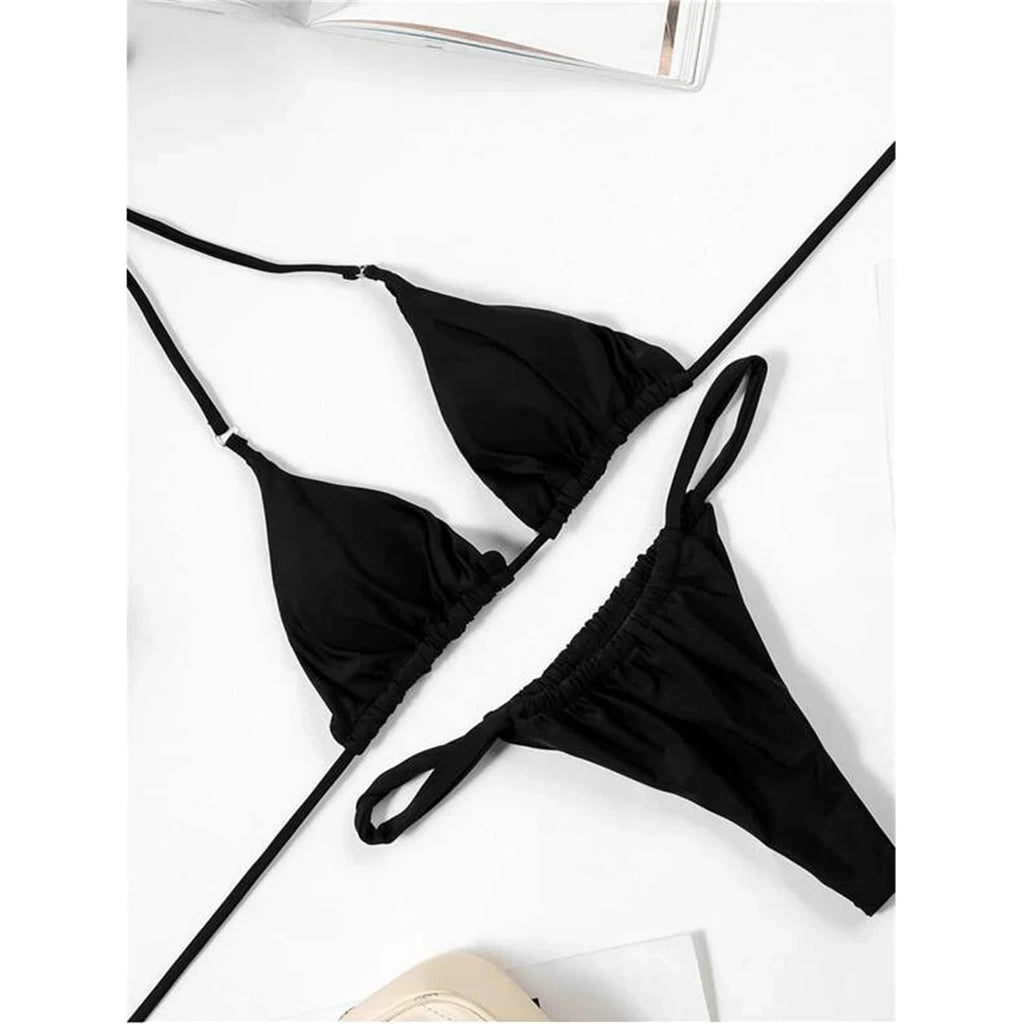 Women’s Halter High‑Leg Bikini Set – Sexy Two‑Piece Swimsuit in 14 Colors, V4010 Summer Beachwear