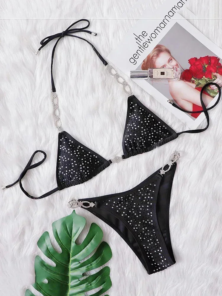 Shiny Sequin Rhinestone Bikini