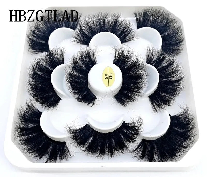 5 Pairs 25mm 3D Mink Eyelashes Bulk Russian Roll Fluffy Natural False Eyelash Dramatic Mink Lashes Makeup Tools Wholesale Lashse