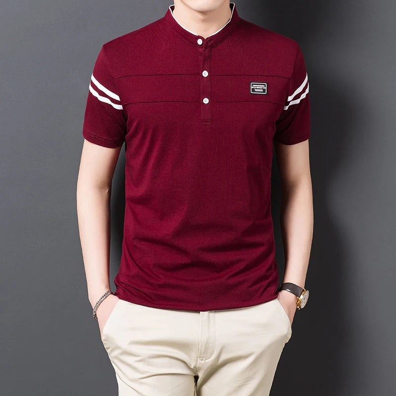 Stand‑Up Neck Cotton Polo