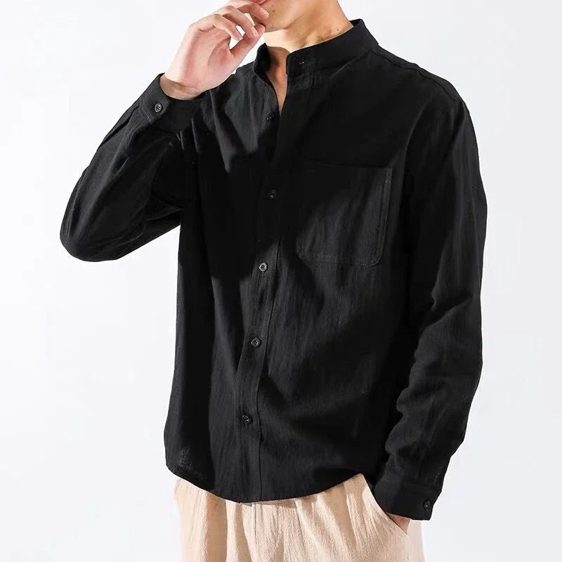 White Linen Shirt with Pocket