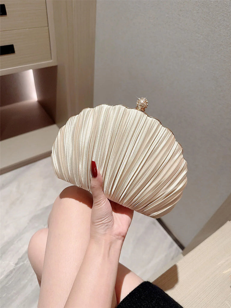 New Shell Evening Bag Cheongsam Diamond Clutch Bag Chain Bag Evening Dress Bag Pleated Bag Banquet Bag