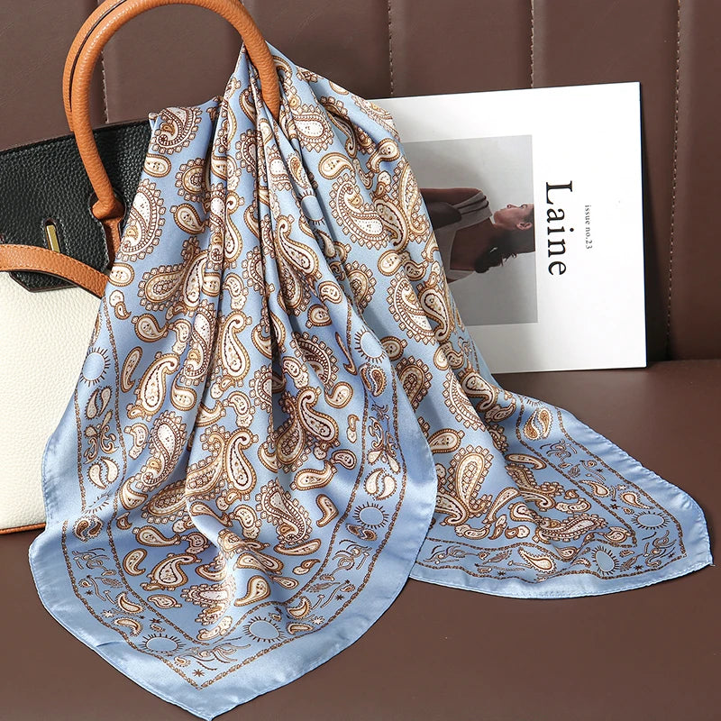 Fashion Scarves for Women Shawl Print Silk Satin Hijab Scarf Female Bandana 70*70cm Luxury Brand Square Shawls Scarfs For Ladies