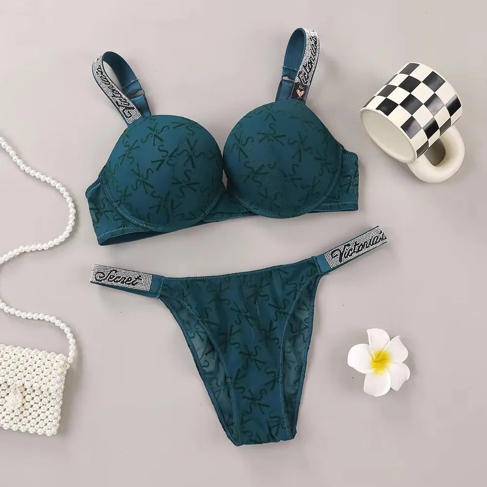 Victoria's Secret Women's New Sexy Lingerie Sporty Classic Padded Adjustable push up Lingerie Underwear Set Bras and Panty Set