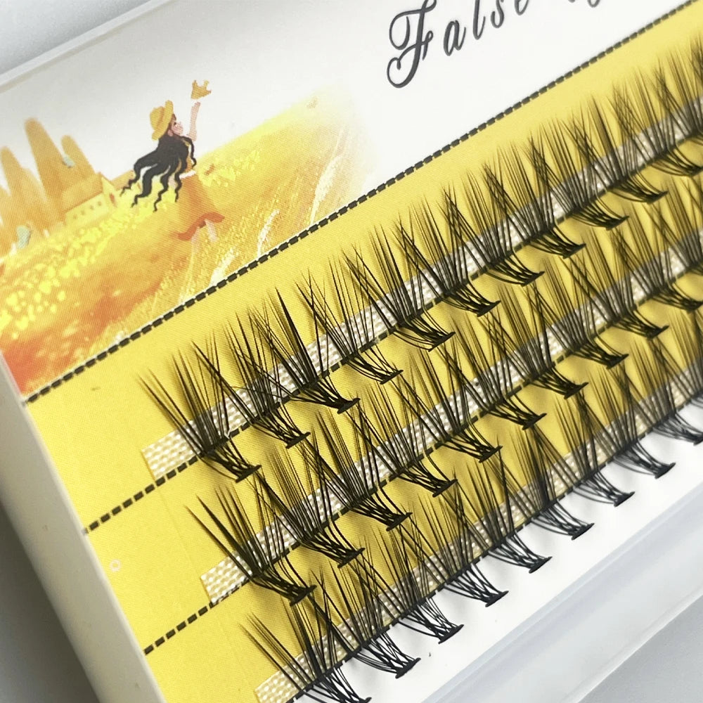 20D L‑Type Cluster Eyelash Extensions – 3D Natural Russian Volume Fans (60 Bundles per Box)