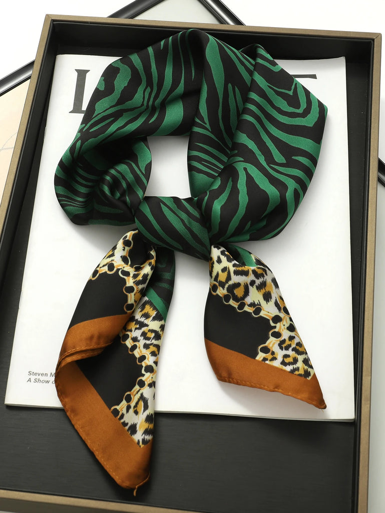Luxury Brand Square Silk Scarf Women Hairband Design Printed Small Satin Shawls Foulard Neckerchief Female Headbands Bandana