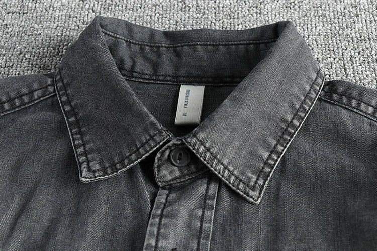 Heavy‑Washed Vintage Denim Shirt