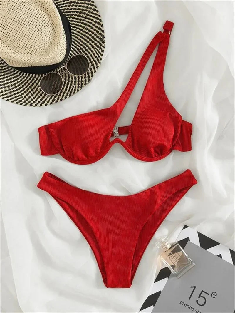 One‑Shoulder Push‑Up Micro Bikini
