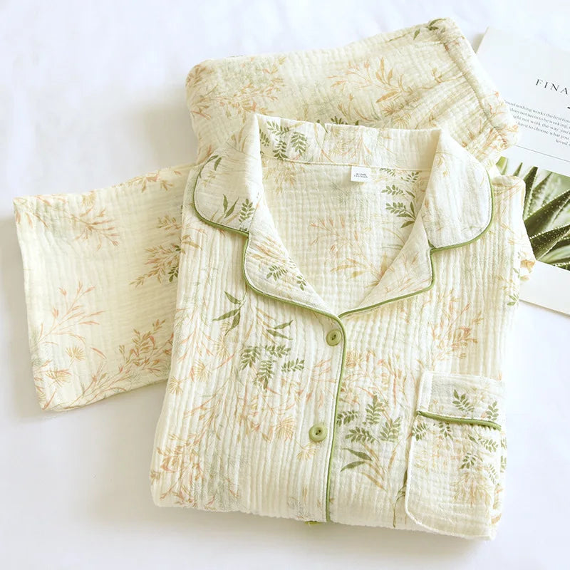 crepe long‑sleeve pajama set