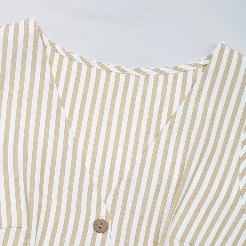 Europe and the United States summer hot selling new striped simple casual one-piece shorts woman