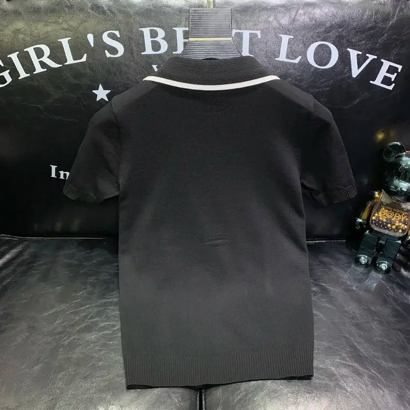 Knitted Short‑Sleeve Polo Shirt
