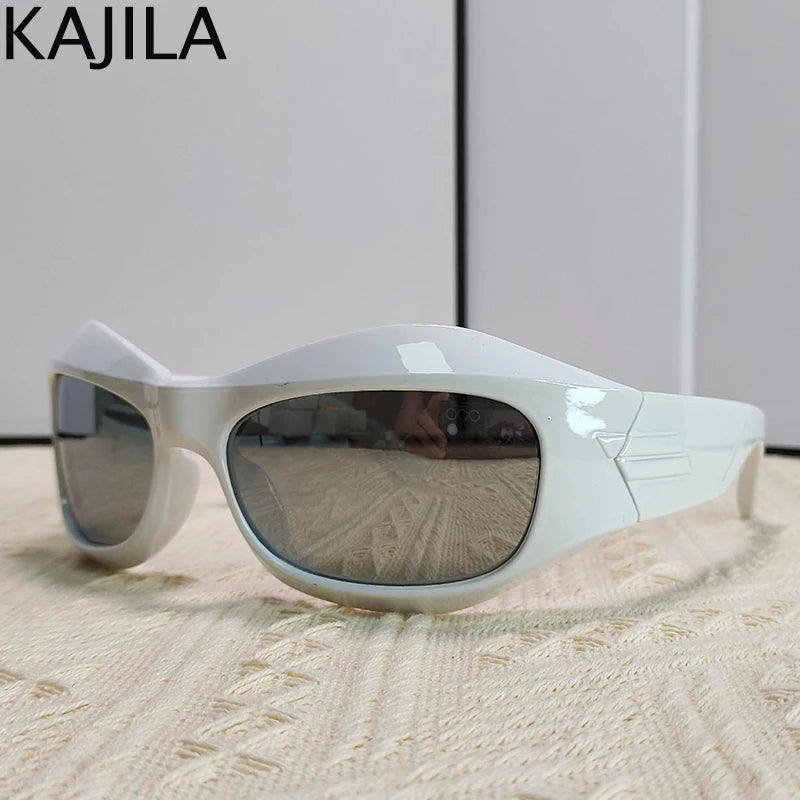 Cyber Y2K Punk Sunglasses Women Men Sports Square Sun Glasses for Ladies 2025 Luxury Brand Steampunk Sliver Eyewear Shades UV400