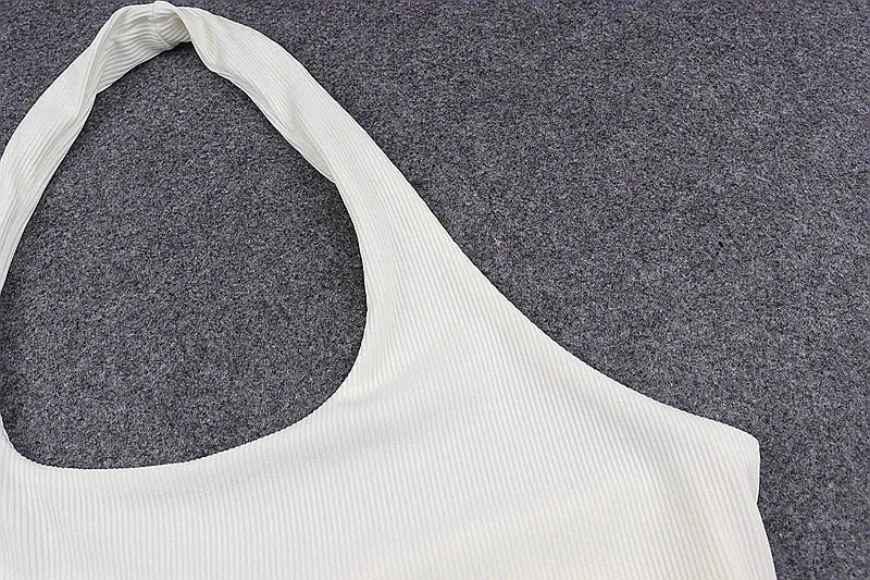 White Halter Backless Ribbed Knit Crop Top — 2023 Streetwear Feminino Style