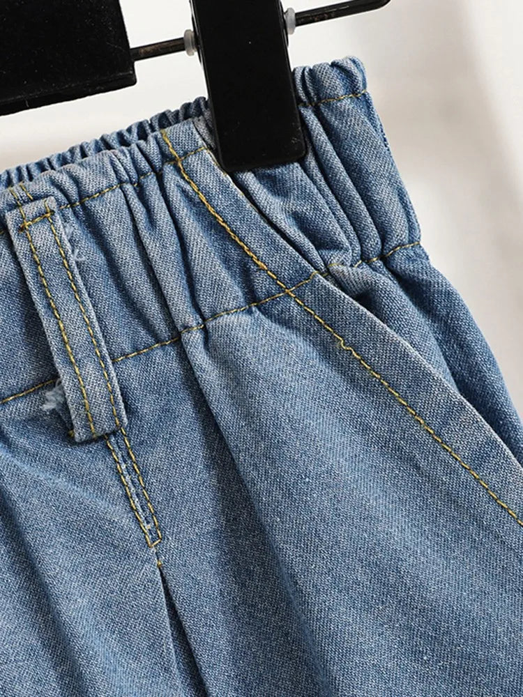 High Waist Knee Length Casual Jeans Women New Arrival 2022 Summer Vintage Style All-match Loose Female Thin Denim Pants B1877