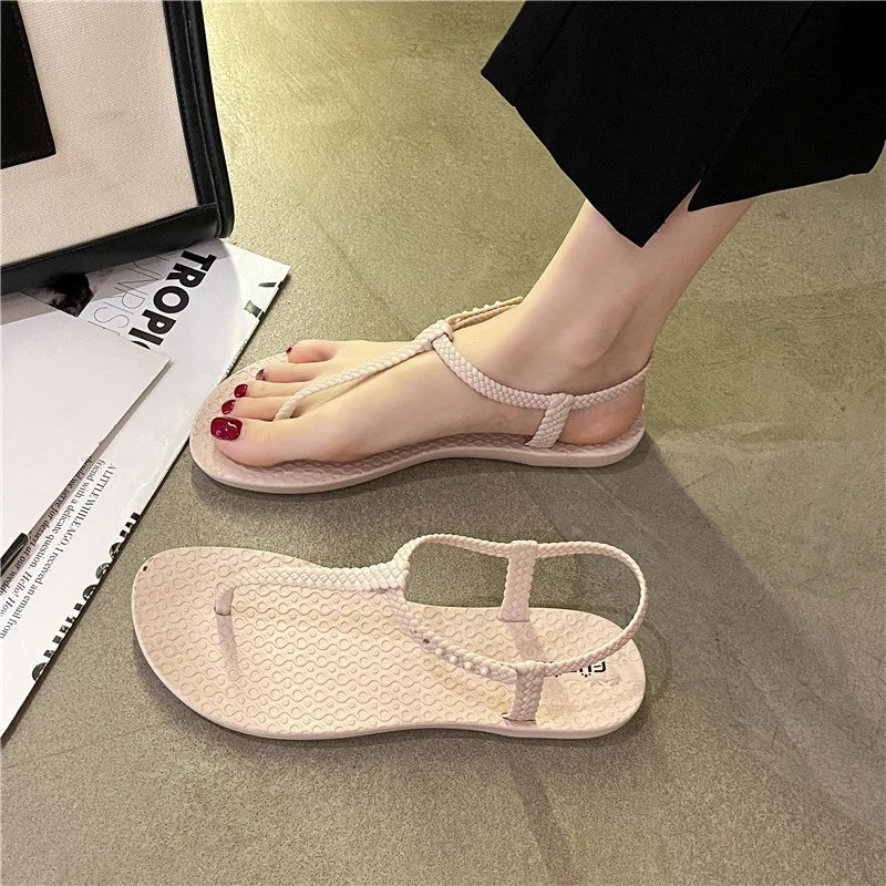Women’s Bohemian Flat Sandals — Summer Clip‑Toe Flip Flops Casual Comfort Beach Shoes