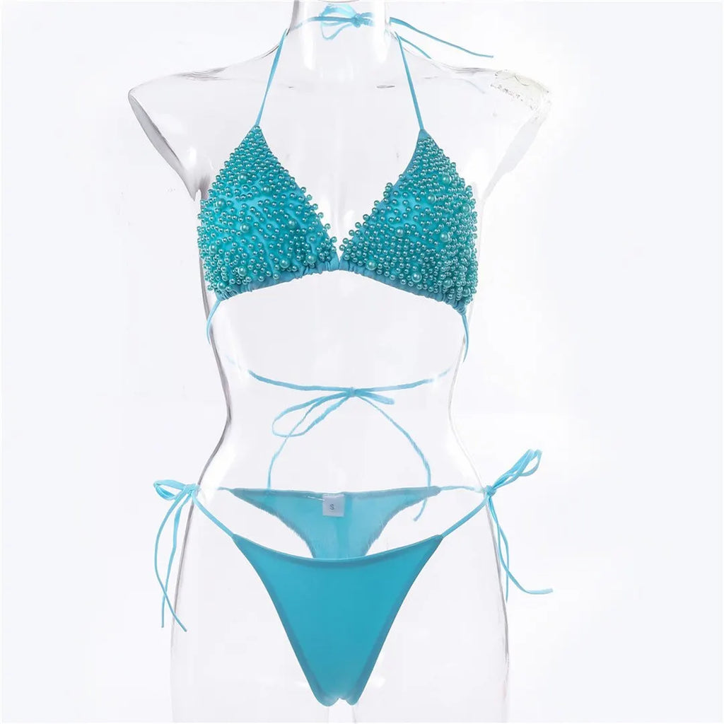 Luxury Pearl Halter Mini Bikini