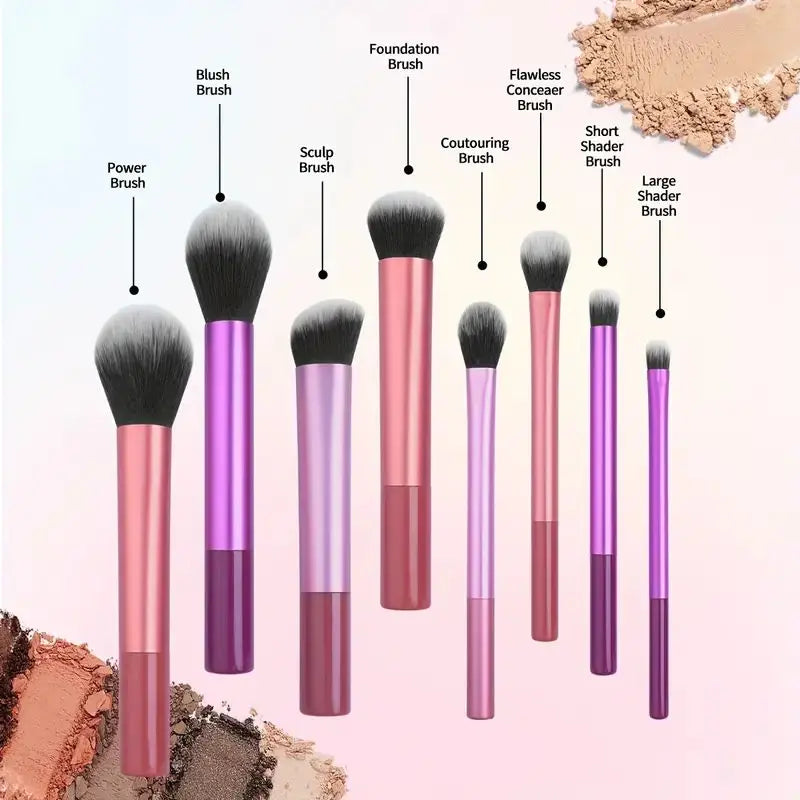 8pcs Pro Makeup Brush Set – Soft Premium Synthetic Hair, Cruelty‑Free & Easy‑Clean Beauty Essentials
