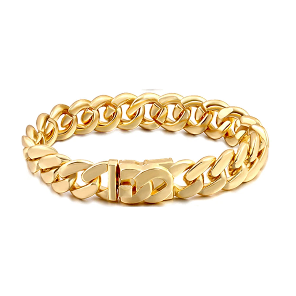 1Pcs 13/14MM Cuban Chain Bracelet for Men Women Prong Miami Rhinestones Cuban Bracelets Wristband Hiphop Gifts Jewelry