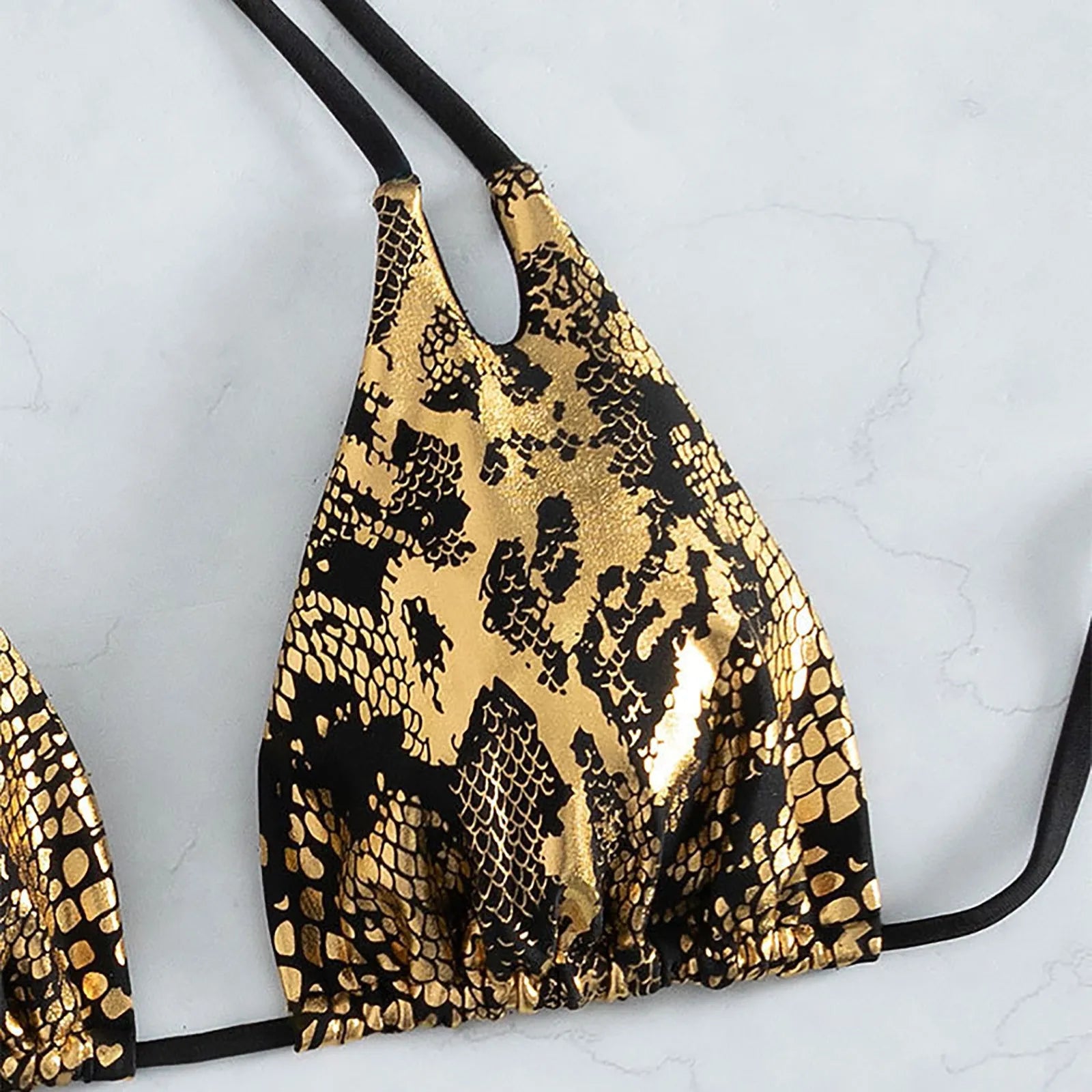 Leather Snake‑Pattern Bikini