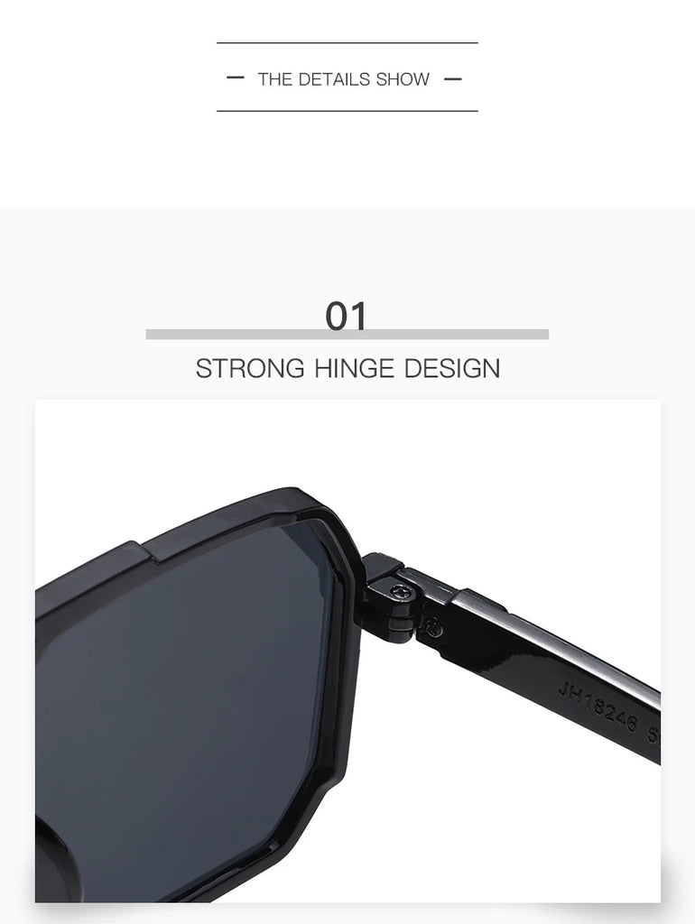 Car Sun Glasses New Fashion Double Beam Polygonal Sunglasses Retro Personalized Trendy Large Frame Eyewear European and American